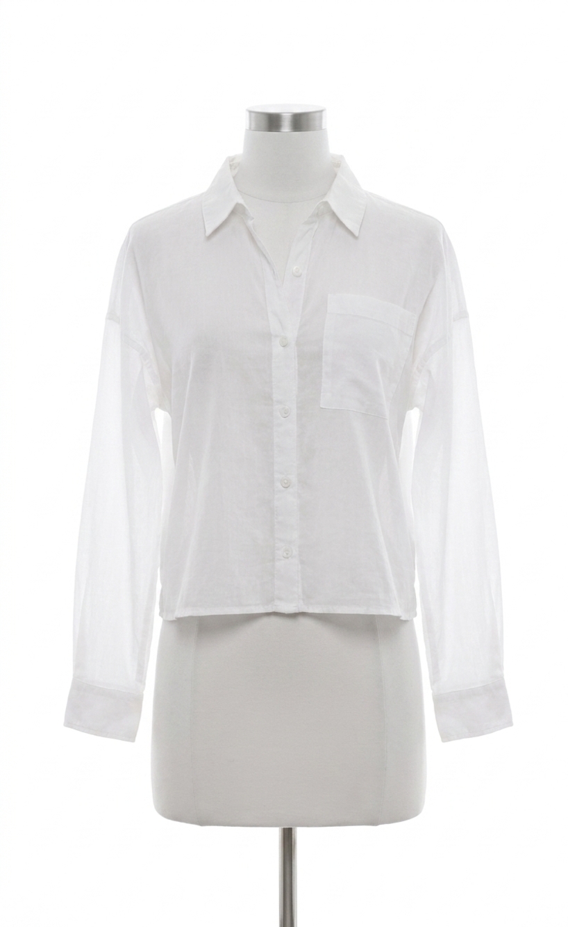 NEW DEAR JOHN DENIM adrianna long sleeve button shirt in white